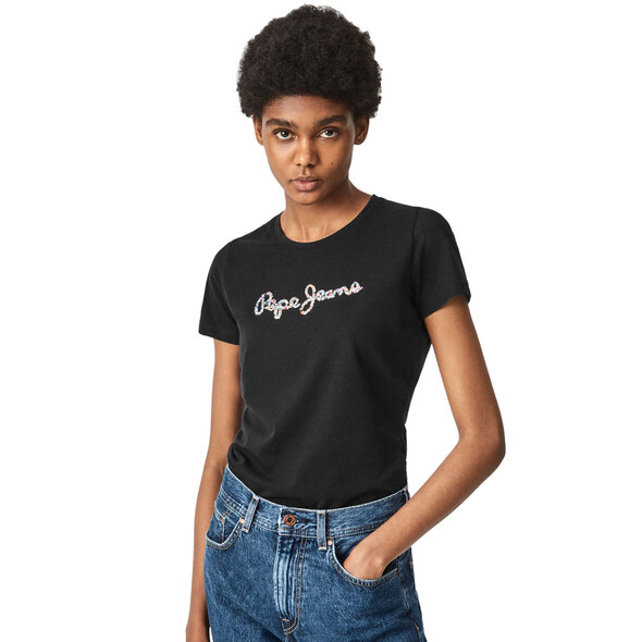 PEPE JEANS 'DORITA' T-SHIRT ΓΥΝΑΙΚEIO ME GEM LOGO PL504624-999
