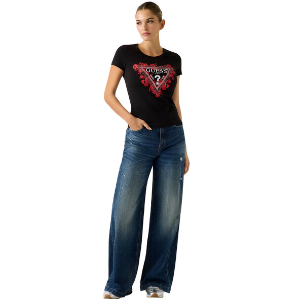 GUESS FLOWERS TRIANGLE ΜΠΛΟΥΖΑ ΓΥΝΑΙΚΕΙΑ W6RI23J1314-JBLK