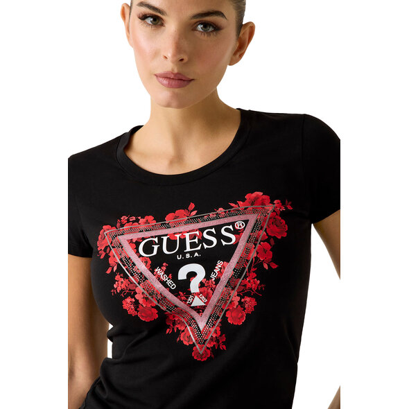 GUESS FLOWERS TRIANGLE ΜΠΛΟΥΖΑ ΓΥΝΑΙΚΕΙΑ W6RI23J1314-JBLK