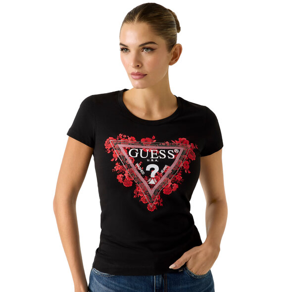 GUESS FLOWERS TRIANGLE ΜΠΛΟΥΖΑ ΓΥΝΑΙΚΕΙΑ W6RI23J1314-JBLK