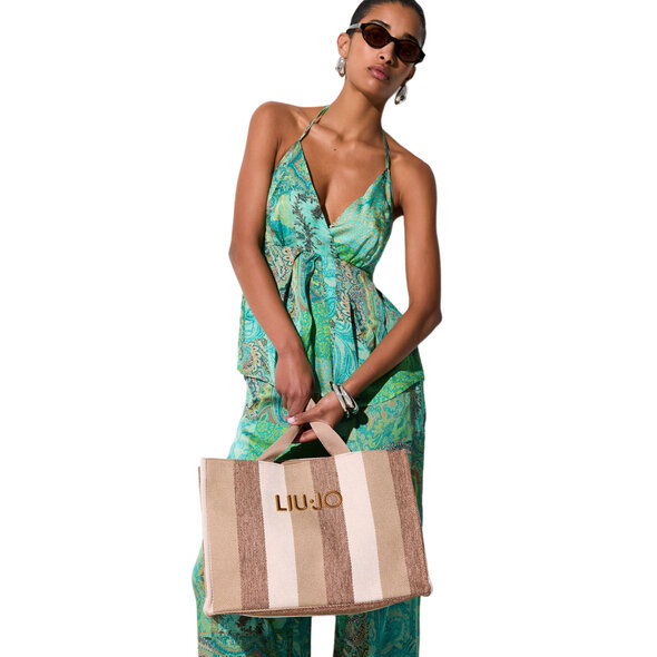 LIU JO STRIPED CANVAS TOTE ΤΣΑΝΤΑ ΓΥΝΑΙΚΕΙΑ 2A6026T2176-00133