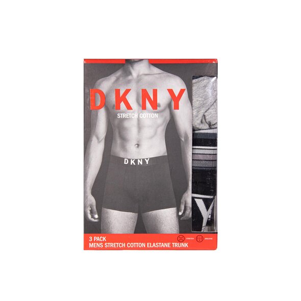 DKNY UNDERWEAR 'DALLAS' 3PACK TRUNKS ΕΣΩΡΟΥΧA ΑΝΔΡIKA U56516-BLACK-STRIPE-GREYMARL