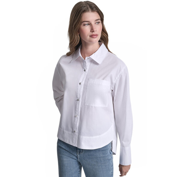 DKNY POPLIN ΠΟΥΚΑΜΙΣΟ ΓΥΝΑΙΚΕΙΟ DJ6W2238-WHT