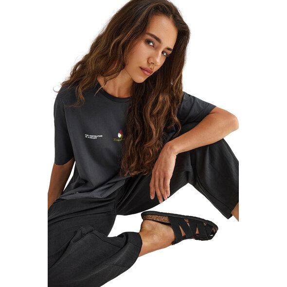 FUNKY BUDDHA ΜΠΛΟΥΖΑ ΓΥΝΑΙΚΕΙΑ FBL013-125-04-ANTHRACITE
