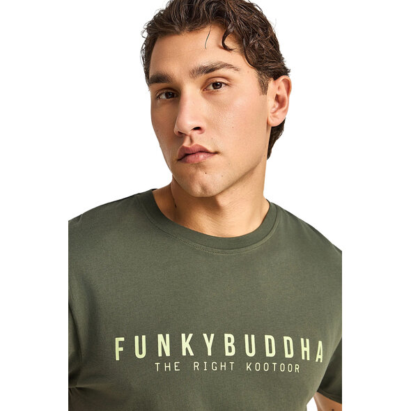 FUNKY BUDDHA COTTON T-SHIRT WITH PRINT ΑΝΔΡΙΚΟ FBM013-011-04-DEEP FOREST