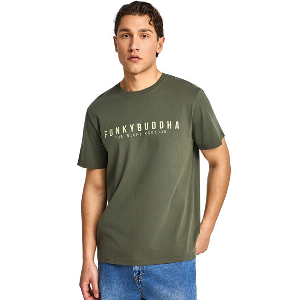 FUNKY BUDDHA COTTON T-SHIRT WITH PRINT ΑΝΔΡΙΚΟ FBM013-011-04-DEEP FOREST