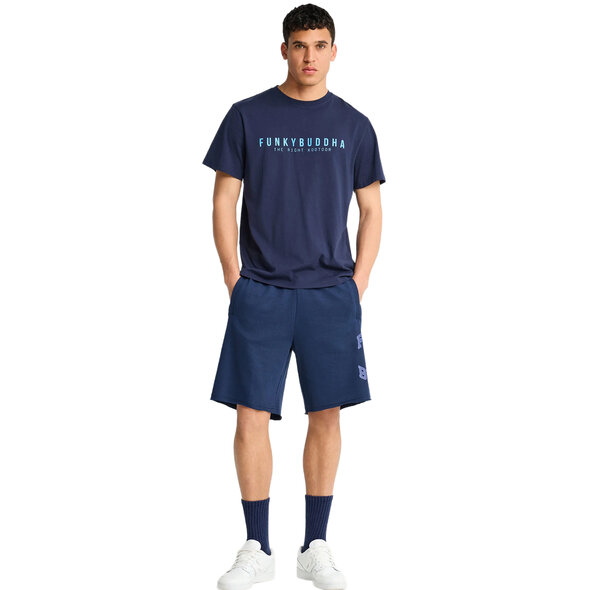 FUNKY BUDDHA COTTON T-SHIRT WITH PRINT ΑΝΔΡΙΚΟ FBM013-011-04-NAVY