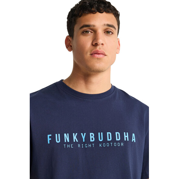 FUNKY BUDDHA COTTON T-SHIRT WITH PRINT ΑΝΔΡΙΚΟ FBM013-011-04-NAVY
