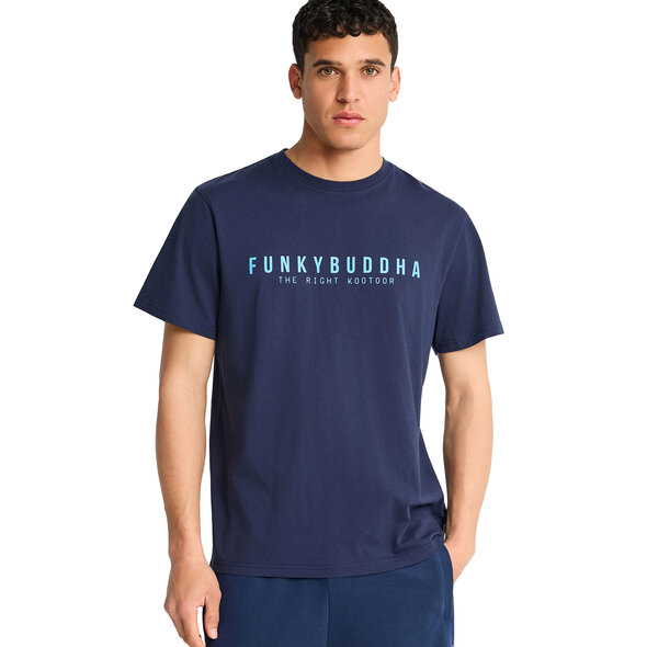 FUNKY BUDDHA COTTON T-SHIRT WITH PRINT ΑΝΔΡΙΚΟ FBM013-011-04-NAVY