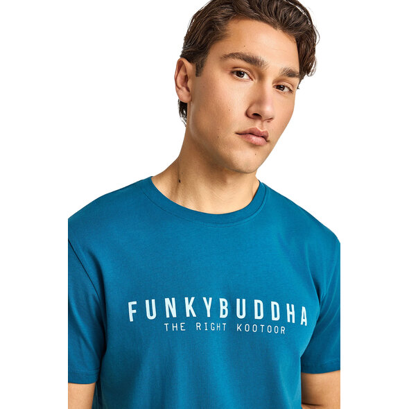 FUNKY BUDDHA COTTON T-SHIRT WITH PRINT ΑΝΔΡΙΚΟ FBM013-011-04-OCEAN DEPTH