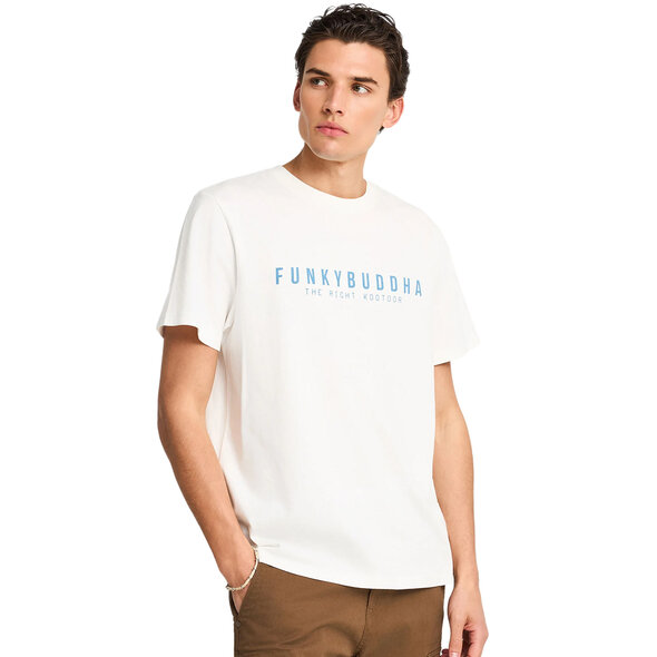 FUNKY BUDDHA COTTON T-SHIRT WITH PRINT ΑΝΔΡΙΚΟ FBM013-011-04-OFF WHITE