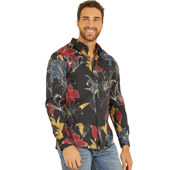 GUESS LUXE NIGHT LILY PRINT ΠΟΥΚΑΜΙΣΟ ΑΝΔΡIKO M2RH04W7N53-P9JI