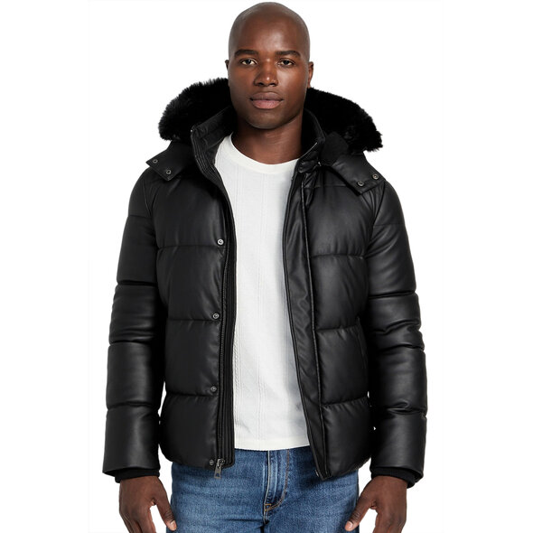 GUESS ECO LEATHER PUFFER ΜΠΟΥΦΑΝ ΑΝΔΡΙΚΟ M5BL2FW1050-JBLK