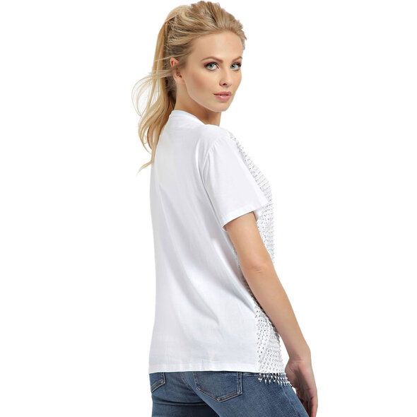GUESS 'BRANDIE' ΜΠΛΟΥΖΑ ΓΥΝΑΙΚEIA ME MESH LAYER W0BI0LK7DN0-TWHT