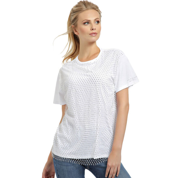 GUESS 'BRANDIE' ΜΠΛΟΥΖΑ ΓΥΝΑΙΚEIA ME MESH LAYER W0BI0LK7DN0-TWHT