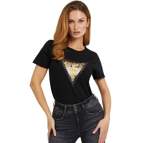 GUESS ΜΠΛΟΥΖΑ ΓΥΝΑΙΚEIA ME ANIMAL TRIANGLE LOGO W3YI41I3Z14-JBLK