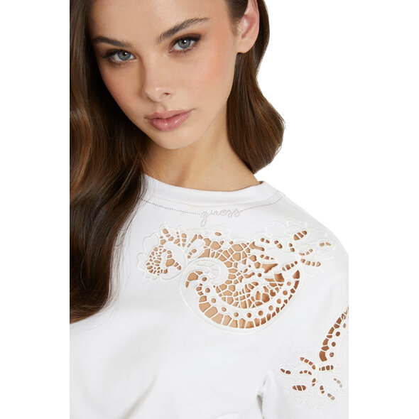 GUESS ΜΠΛΟΥΖΑ ΓΥΝΑΙΚEIA ME ΔΑΝΤΕΛΑ ΑΖΟΥΡ W4GI15I3Z14-G011