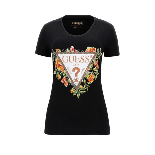 GUESS ΜΠΛΟΥΖΑ ΓΥΝΑΙΚEIA ME FLORAL LOGO W4GI24J1314-JBLK