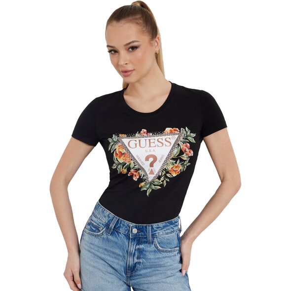 GUESS ΜΠΛΟΥΖΑ ΓΥΝΑΙΚEIA ME FLORAL LOGO W4GI24J1314-JBLK