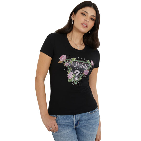 GUESS FLORAL TRIANGLE ΜΠΛΟΥΖΑ ΓΥΝΑΙΚEIA W4RI28J1314-JBLK