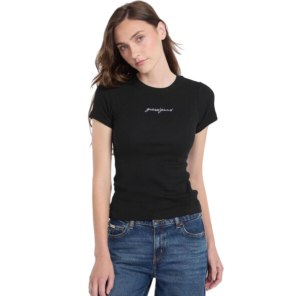 GUESS SLIM RIB ΜΠΛΟΥΖΑ ΓΥΝΑΙΚΕΙA W5RI57KA0H1-JBLK