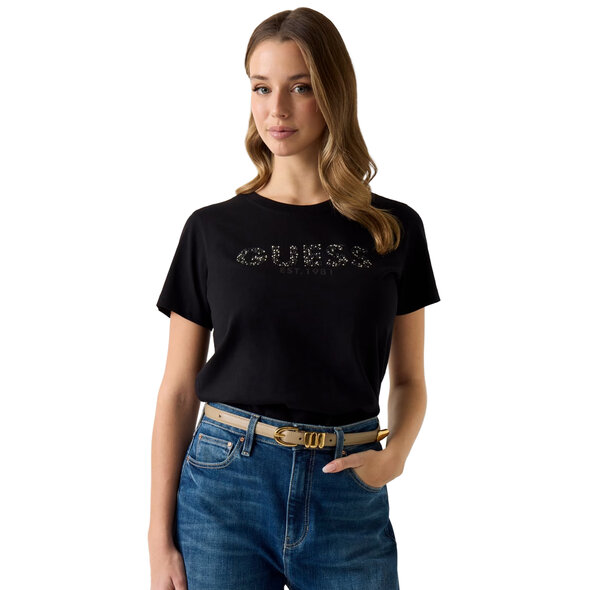 GUESS STUDS SCRIPT ΜΠΛΟΥΖΑ ΓΥΝΑΙΚΕΙΑ W6GI15K3035-JBLK