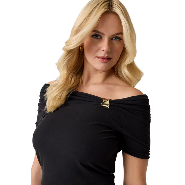 GUESS 'BRIGITTE' OFF SHOULDER ΜΠΛΟΥΖΑ ΓΥΝΑΙΚΕΙΑ W6GP12K2935-JBLK