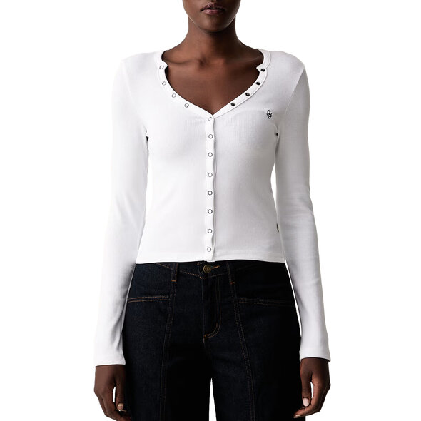GUESS RIB SNAP DOWN TOP ΜΠΛΟΥΖΑ ΓΥΝΑΙΚΕΙΑ W6YP03K3647-G011