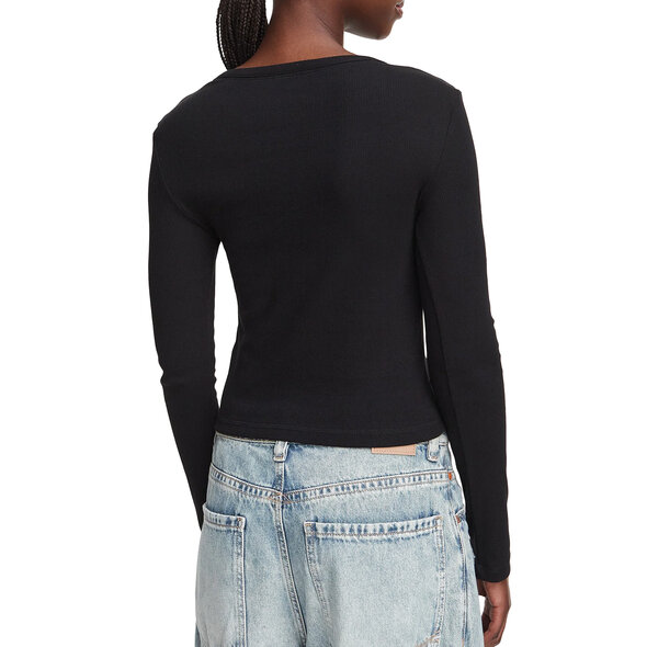 GUESS RIB SNAP DOWN TOP ΜΠΛΟΥΖΑ ΓΥΝΑΙΚΕΙΑ W6YP03K3647-JBLK
