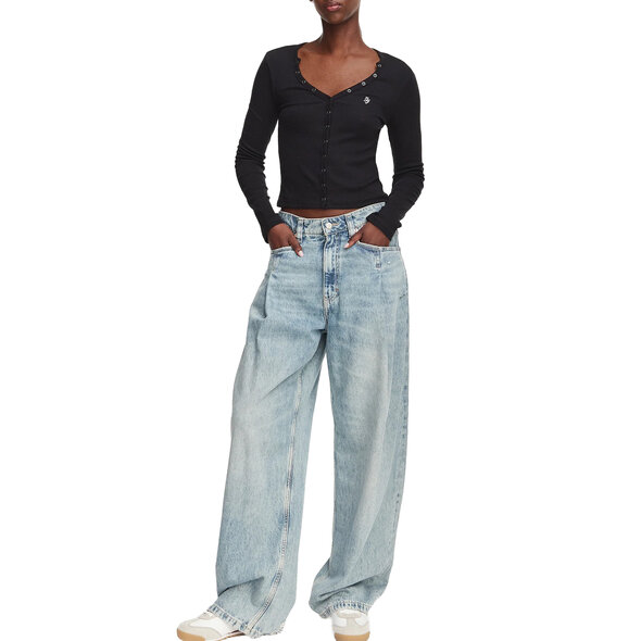 GUESS RIB SNAP DOWN TOP ΜΠΛΟΥΖΑ ΓΥΝΑΙΚΕΙΑ W6YP03K3647-JBLK