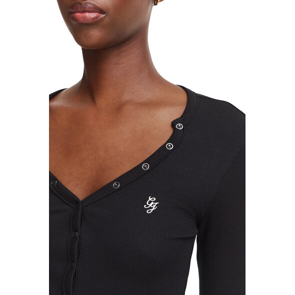 GUESS RIB SNAP DOWN TOP ΜΠΛΟΥΖΑ ΓΥΝΑΙΚΕΙΑ W6YP03K3647-JBLK