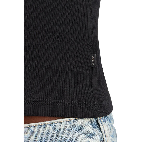 GUESS RIB SNAP DOWN TOP ΜΠΛΟΥΖΑ ΓΥΝΑΙΚΕΙΑ W6YP03K3647-JBLK