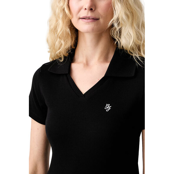 GUESS RIB V NECK POLO ΜΠΛΟΥΖΑ ΓΥΝΑΙΚΕΙΑ W6YP05K3683-JBLK