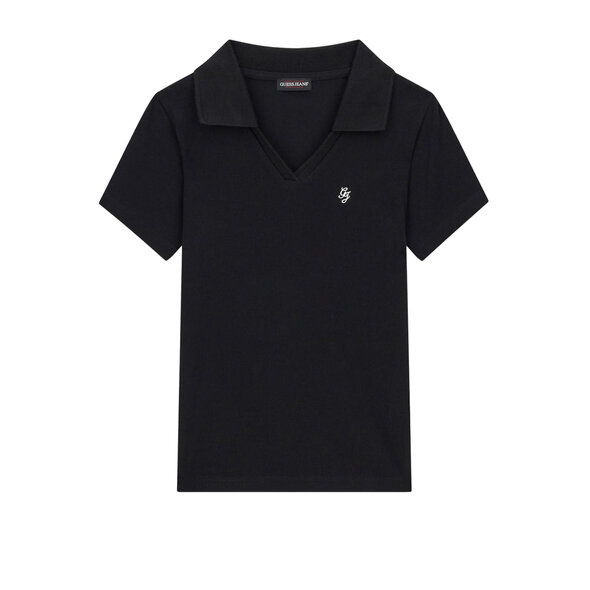 GUESS RIB V NECK POLO ΜΠΛΟΥΖΑ ΓΥΝΑΙΚΕΙΑ W6YP05K3683-JBLK