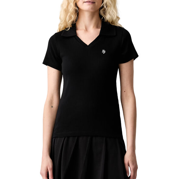 GUESS RIB V NECK POLO ΜΠΛΟΥΖΑ ΓΥΝΑΙΚΕΙΑ W6YP05K3683-JBLK