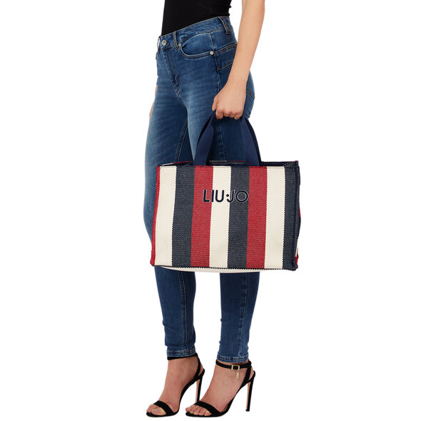 LIU JO STRIPED CANVAS TOTE ΤΣΑΝΤΑ ΓΥΝΑΙΚΕΙΑ 2A6026T2176-94111
