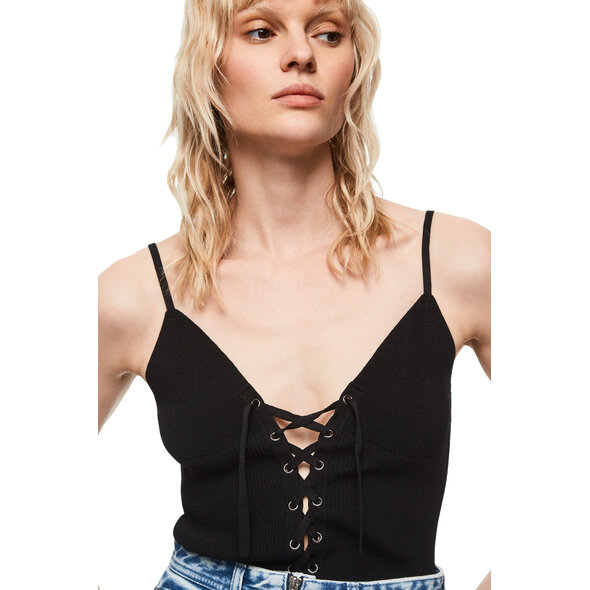 PEPE JEANS 'DONNA'  ΠΛΕΚΤΟ RIB TOP ΓΥΝΑΙΚEIO PL701613-999