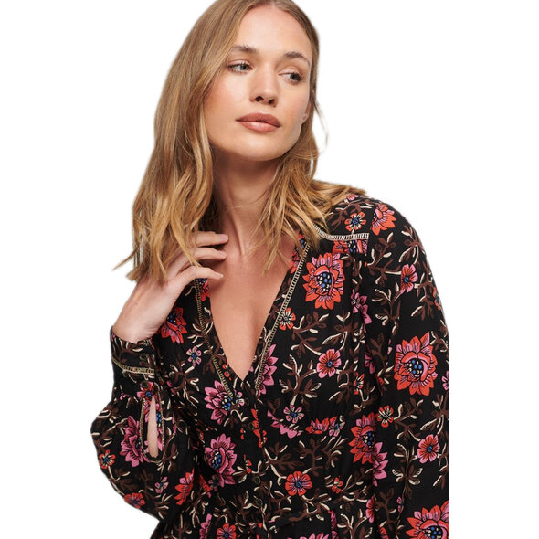 SUPERDRY PRINTED V-NECK MINI TEA ΦΟΡΕΜΑ ΓΥΝΑΙΚEIO W8011499A-1CJ