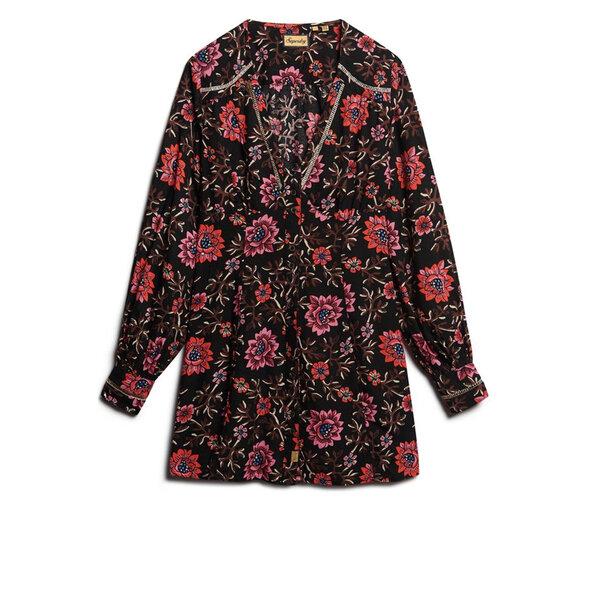 SUPERDRY PRINTED V-NECK MINI TEA ΦΟΡΕΜΑ ΓΥΝΑΙΚEIO W8011499A-1CJ