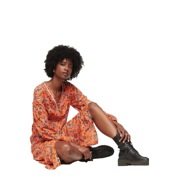 SUPERDRY PRINTED V-NECK MIDI TEA ΦΟΡΕΜΑ ΓΥΝΑΙΚEIO W8011570A-1CI