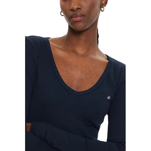TOMMY HILFIGER SLIM ESSENTIAL RIB V ΜΠΛΟΥΖΑ ΓΥΝΑΙΚEIA DW0DW17990-C1G