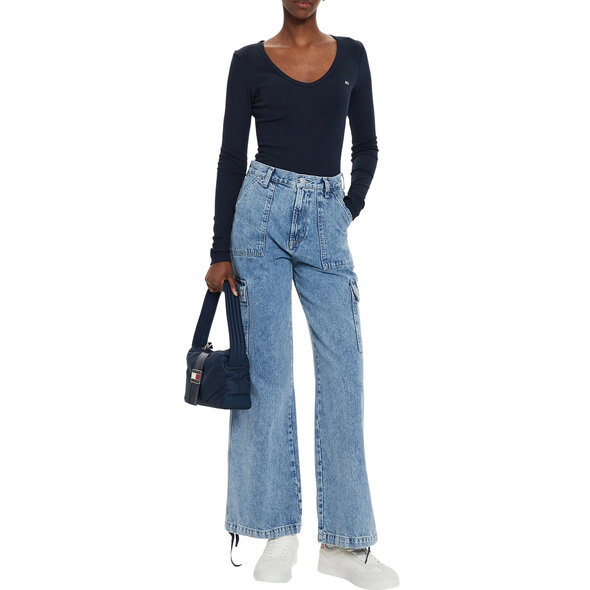 TOMMY HILFIGER SLIM ESSENTIAL RIB V ΜΠΛΟΥΖΑ ΓΥΝΑΙΚEIA DW0DW17990-C1G