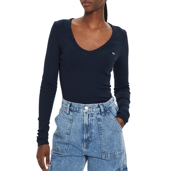 TOMMY HILFIGER SLIM ESSENTIAL RIB V ΜΠΛΟΥΖΑ ΓΥΝΑΙΚEIA DW0DW17990-C1G
