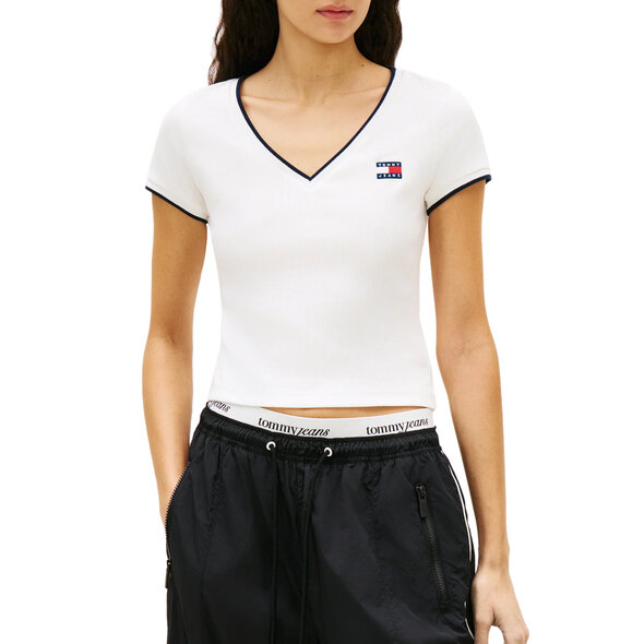 TOMMY HILFIGER TJW BADGE V-NECK ΜΠΛΟΥΖΑ ΓΥΝΑΙΚΕΙΑ DW0DW22275-YBL