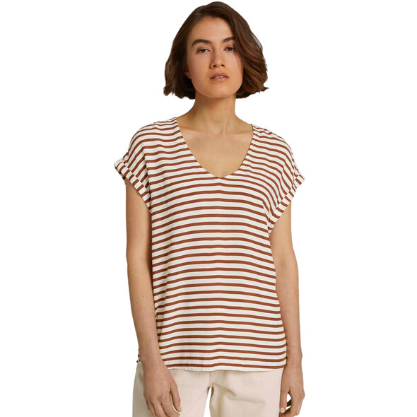 TOM TAILOR PATTERNED ΜΠΛΟΥΖΑ ΓΥΝΑΙΚΕΙΑ ΜΕ ΑΝΟΙΓΜΑ ΣΤΗΝ ΠΛΑΤΗ 1024993-27943